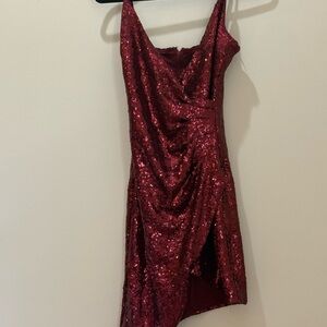 B. Smart Deep Red Sequin Dress